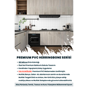 Technojet Kendinden Yapışkanlı Dokulu Balıksırtı Desen Premium Mutfak Duvar Dolap Kaplama 60cmx500cm