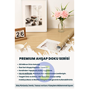 Technojet Kendinden Yapışkanlı Dokulu Ahşap Görünümlü Premium Mutfak Duvar Dolap Kaplama 60cmx100cm