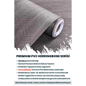 Technojet Kendinden Yapışkanlı Dokulu Balıksırtı Desen Premium Mutfak Duvar Dolap Kaplama 60cmx300cm