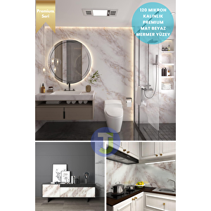 Kendinden Yapışkanlı Mermer Desen Folyo Mutfak Banyo Tezgah Duvar Kaplama 60cmx500cm Beyaz