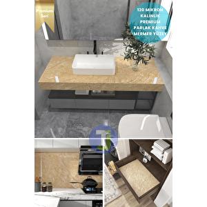 Kendinden Yapışkanlı Mermer Desen Folyo Mutfak Banyo Tezgah Duvar Kaplama 60cmx300cm Sarı