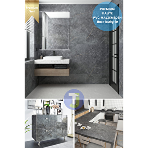 Kendinden Yapışkanlı Mermer Desen Folyo Mutfak Banyo Tezgah Duvar Kaplama 60cmx500cm Koyu Gri