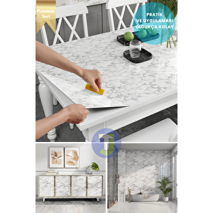 Technojet Kendinden Yapışkanlı Mermer Desen Folyo Mutfak Banyo Tezgah Duvar Kaplama 60cmx300cm