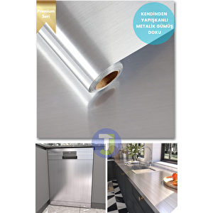 Kendinden Yapışkanlı Metalik Folyo Mutfak Banyo Tezgah Duvar Dolap Masa Kaplama 60cmx500cm Silver