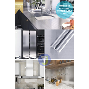 Kendinden Yapışkanlı Metalik Folyo Mutfak Banyo Tezgah Duvar Dolap Masa Kaplama 60cmx500cm Silver