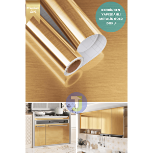 Kendinden Yapışkanlı Metalik Folyo Mutfak Banyo Tezgah Duvar Dolap Masa Kaplama 60cmx500cm Gold