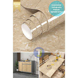 Kendinden Yapışkanlı Mermer Desen Folyo Mutfak Banyo Tezgah Duvar Kaplama 60cmx500cm Sarı