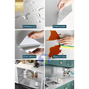 Technojet Kendinden Yapışkanlı Metalik Folyo Mutfak Banyo Tezgah Duvar Dolap Masa Kaplama 60cmx100cm