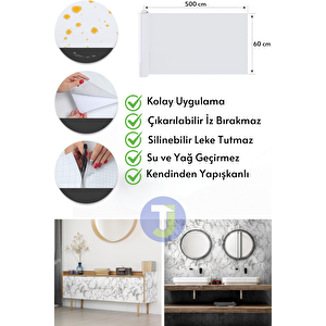 Technojet Kendinden Yapışkanlı Mermer Desen Folyo Mutfak Banyo Tezgah Duvar Kaplama 60cmx500cm