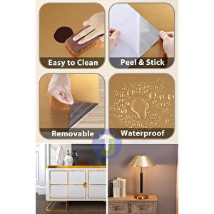 Technojet Kendinden Yapışkanlı Metalik Folyo Mutfak Banyo Tezgah Duvar Dolap Masa Kaplama 60cmx100cm