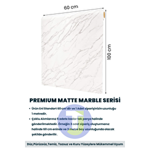 Technojet Kendinden Yapışkanlı Mat Mermer Desen Folyo Mutfak Banyo Tezgah Duvar Kaplama 60cmx500cm Beyaz