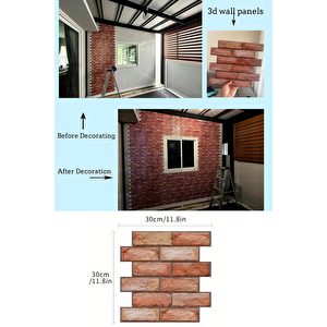 Technojet 30x30cm 3d Kendinden Yapışkanlı Duvar Kağıdı Kaplama Dekorasyon Mutfak 6lı Paket 0,54m2