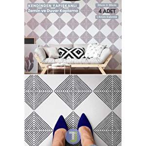 30cm×30cm(4'lü Paket) Kendinden Yapışkanlı Modern Tasarım Mutfak Banyo Zemin Duvar Kaplama