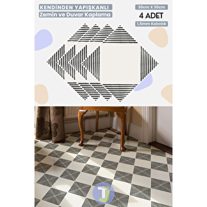 Technojet 30cm×30cm(4'lü Paket) Kendinden Yapışkanlı Modern Tasarım Mutfak Banyo Zemin Duvar Kaplama