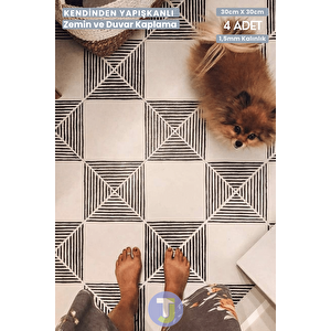 Technojet 30cm×30cm(4'lü Paket) Kendinden Yapışkanlı Modern Tasarım Mutfak Banyo Zemin Duvar Kaplama