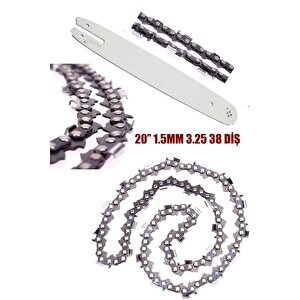 38 Di̇ş 3,25  Benzinli Testere Zinciri Ve 20'' 50cm Pala Bıçkı Seti Zincirli Motorlu Testere Paketi