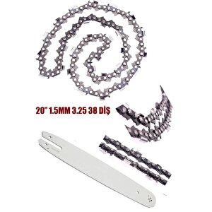 38 Di̇ş 3,25  Benzinli Testere Zinciri Ve 20'' 50cm Pala Bıçkı Seti Zincirli Motorlu Testere Paketi