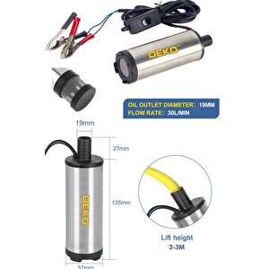 Paslanmaz Gövdeli Profesyonel Bakır Sargılı 12v Mini Mazot Sıvı Yağ Yakıt Aktarma  Pompası  51mm