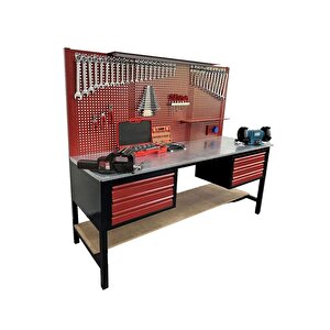 2 Mt 6 Çekmeceli Dayanıklı Takım Dolabı İçi Dolu Tam Donanımlı Takım Tezgahı 320 Parça Full