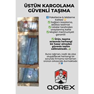 Ustaduş - Qorex Marka - Si̇yah - 6 Mm Temperli Kum Cam Duşakabin H:190 Özel Seri Krom Aksesuar ( 3 ) 90x120 cm