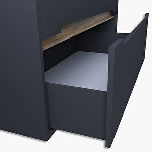 Home Madrid 80 Cm Mdf Banyo Dolabı Seti Ve Boy Dolabı Antrasit Atlantik Çam
