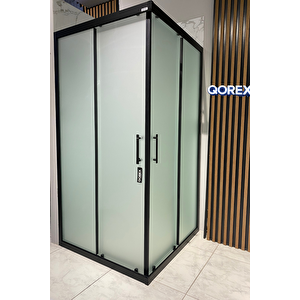 Ustaduş - Qorex Marka - 6 Mm ( Sati̇na Özel ) Temper Cam Duşakabin H:190 Özel Seri Krom Aksesuar. 90x110 cm