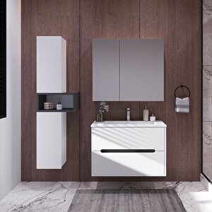 Home Madrid 80 Cm Mdf Banyo Dolabı Seti Ve Boy Dolabı Beyaz