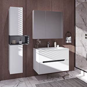Home Madrid 80 Cm Mdf Banyo Dolabı Seti Ve Boy Dolabı Beyaz