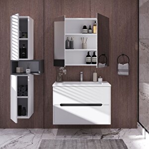 Home Madrid 80 Cm Mdf Banyo Dolabı Seti Ve Boy Dolabı Beyaz