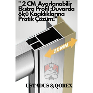 Ustaduş - Qorex Marka - Si̇yah - 6 Mm Temperli Kum Cam Duşakabin H:190 Özel Seri Krom Aksesuar ( Sanat )