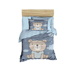Dijital Baskılı 3d Pamuklu Yenidoğan Bebek Nevresim Takımı Blue Bear