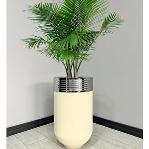 Elegant Dekoratif Krom Darbuka Krem Saksı 70cm Elgnt70krmsakb