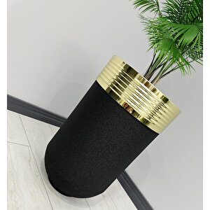 Elegant Dekoratif Gold Darbuka Siyah Saksı 60cm