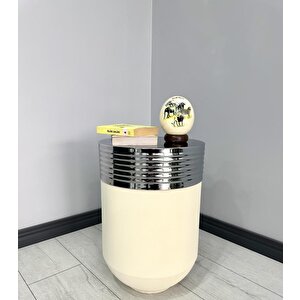 Elegant Dekoratif Krom Darbuka Krem Sehpa 60cm Elgnt60krmsehb