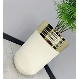 Elegant Dekoratif Gold Darbuka Krem Saksı 70cm