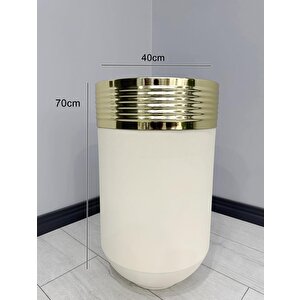 Elegant Dekoratif Gold Darbuka Krem Saksı 70cm