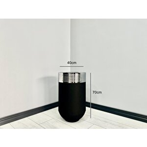 Elegant Dekoratif Krom Darbuka Siyah Saksı 70cm