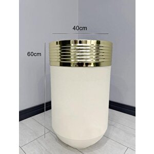 Elegant Dekoratif Gold Darbuka Krem Saksı 60cm