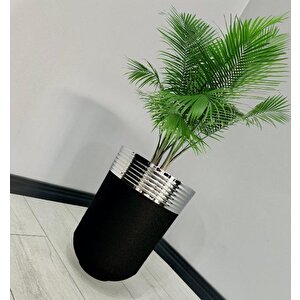Elegant Dekoratif Krom Darbuka Siyah Saksı 60cm