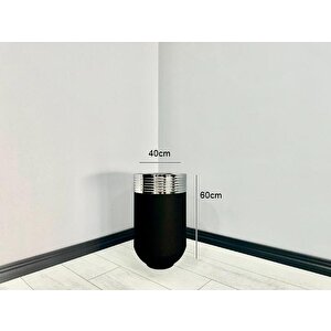 Elegant Dekoratif Krom Darbuka Siyah Saksı 60cm