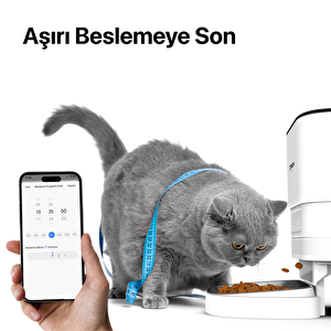 Otomatik Mama Kabı, 4l Metal Besleme Kasesi, Wi-fi Mobil Uygulama, Programlanabilir, Sesle Beslemeye Çağırma, Beyaz X8612