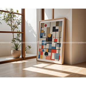 Renkli Geometrik Desenli 3'lü Ahşap Tablo Seti - 30x42