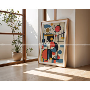 Renkli Geometrik Desenli 3'lü Ahşap Tablo Seti - 30x42