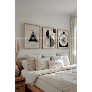 Minimalist Çizgisel Sanat 3'lü Ahşap Çerçeveli Tablo Seti 30x42