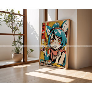 Pop Art Anime Tarzı 3'lü Ahşap Çerçeveli Tablo Seti 21x30