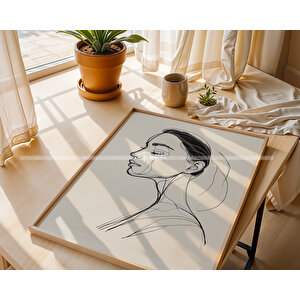 Minimal Çizgisel Sanat 3'lü Ahşap Çerçeveli Tablo Seti