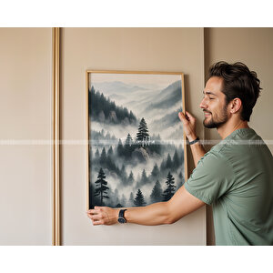 Doğanın Huzuru Temalı 3'lü Ahşap Çerçeveli Tablo Seti-21x30