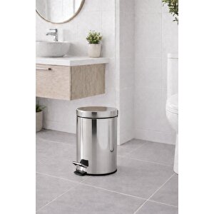 Krom 3 Lt Pedallı Metal Banyo, Tuvalet, Mutfak Ve Ofis Çöp Kovası Titan 7003