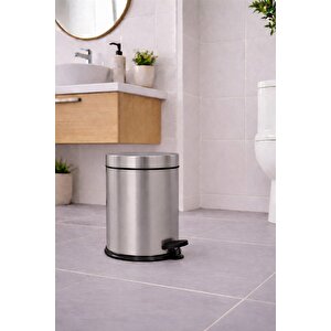 Krom 3 Lt Pedallı Metal Banyo, Tuvalet, Mutfak Ve Ofis Çöp Kovası Titan 7003