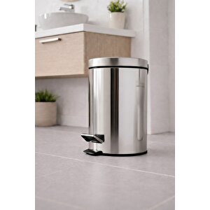 Krom 3 Lt Pedallı Metal Banyo, Tuvalet, Mutfak Ve Ofis Çöp Kovası Titan 7003